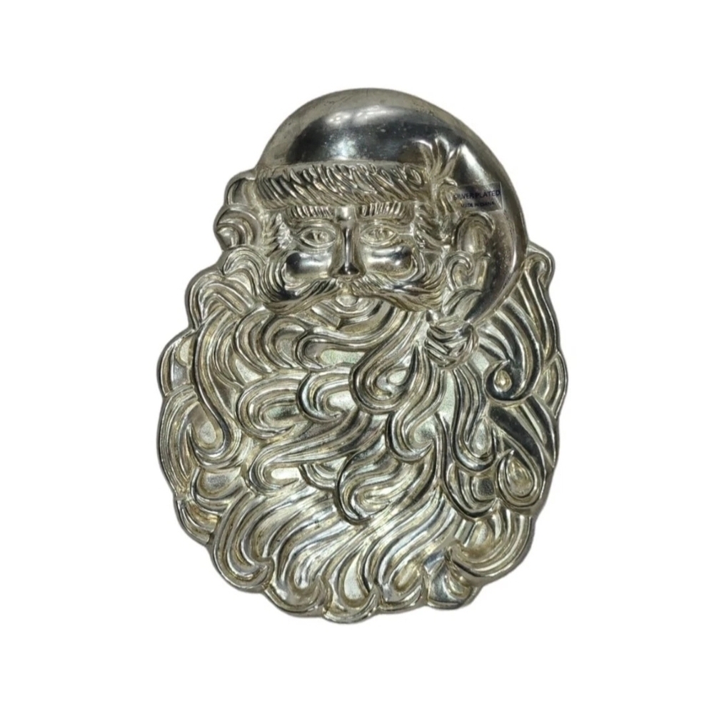 Vintage International Silver Co. Santa Clause Silver Plated Candy Dish Tray 8" - Picture 1 of 9